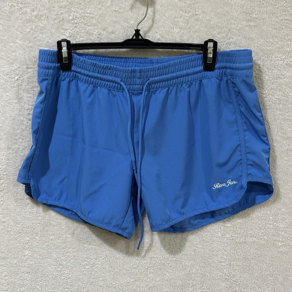Ron Jon Surf Shop Shorts Womens XL Blue‎ Stretch Drawstring Pockets Beach